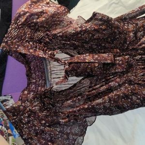 Wine floral print dress